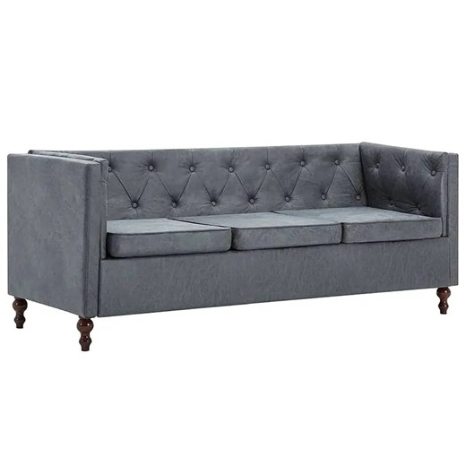 3-osobowa Sofa Majorka w stylu Chesterfield - szara ze sklepu Edinos.pl w kategorii Sofy i kanapy - zdjęcie 179285965