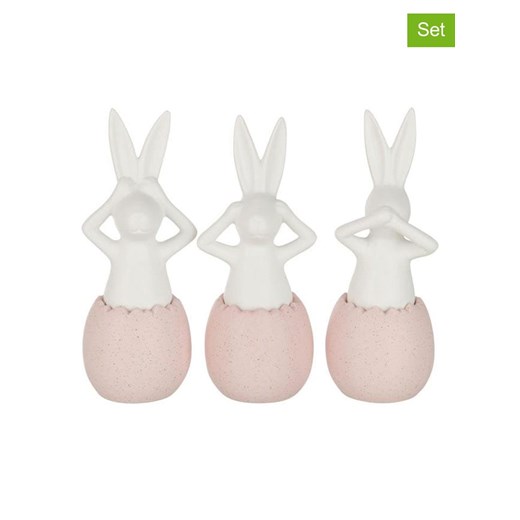 J Line Figurki dekoracyjne (3 szt.) w kolorze jasnoróżowo-białym - wys. 25 x Ø 9 cm ze sklepu Limango Polska w kategorii Dekoracje - zdjęcie 179287175
