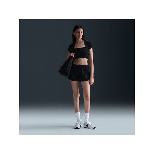 Damskie spodenki ze średnim stanem 8 cm Nike Sportswear Chill Waffle - Czerń ze sklepu Nike poland w kategorii Szorty - zdjęcie 179308207