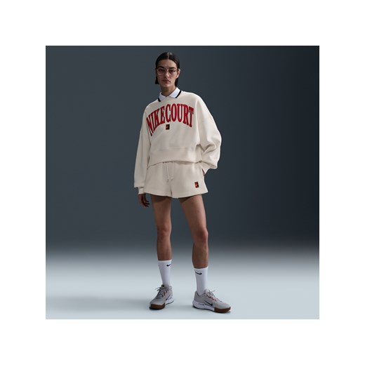 Damskie spodenki z wysokim stanem o luźnym kroju Nike Court Phoenix Fleece - Brązowy ze sklepu Nike poland w kategorii Szorty - zdjęcie 179308225