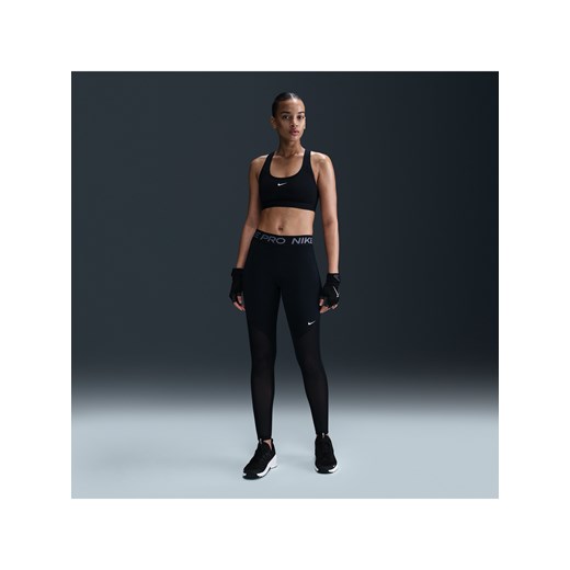 Damskie legginsy o pełnej długości ze średnim stanem i wstawkami z siateczki Nike Pro - Czerń ze sklepu Nike poland w kategorii Spodnie damskie - zdjęcie 179308277