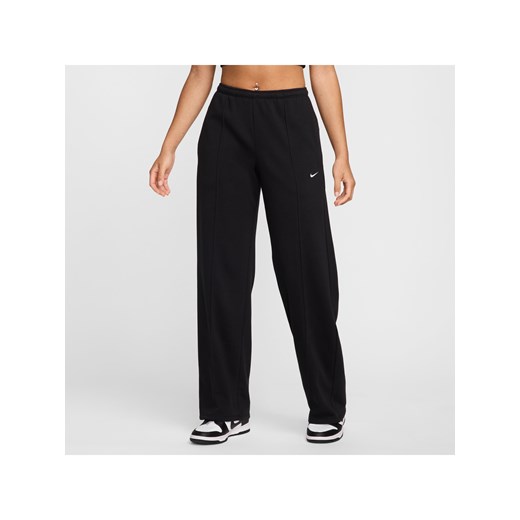 Damskie spodnie dresowe z dzianiny ze średnim stanem i luźnymi nogawkami Nike Sportswear Chill Terry - Czerń ze sklepu Nike poland w kategorii Spodnie damskie - zdjęcie 179308357