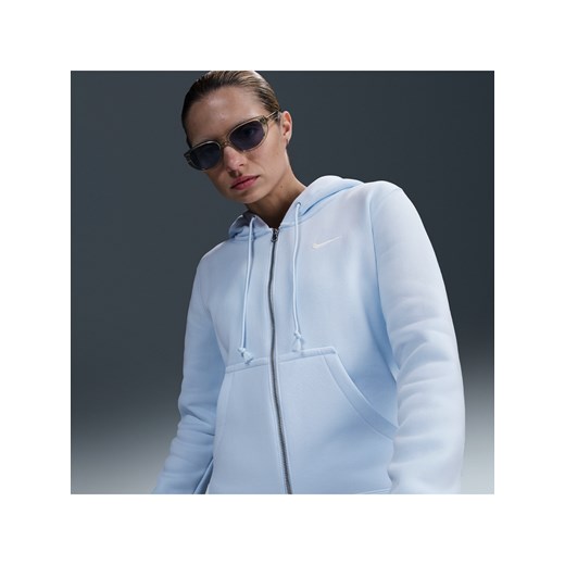 Damska bluza z kapturem i zamkiem na całej długości Nike Sportswear Phoenix Fleece - Niebieski ze sklepu Nike poland w kategorii Bluzy damskie - zdjęcie 179308619