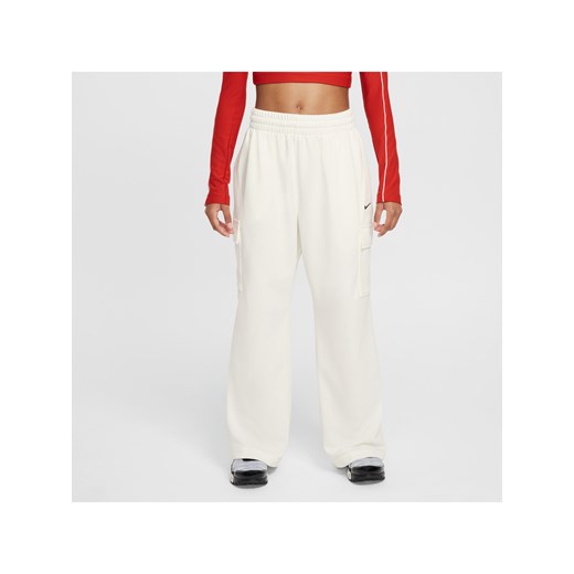 Dziewczęce spodnie z dzianiny o kroju oversize Dri-FIT Nike Sportswear - Biel ze sklepu Nike poland w kategorii Spodnie damskie - zdjęcie 179308865