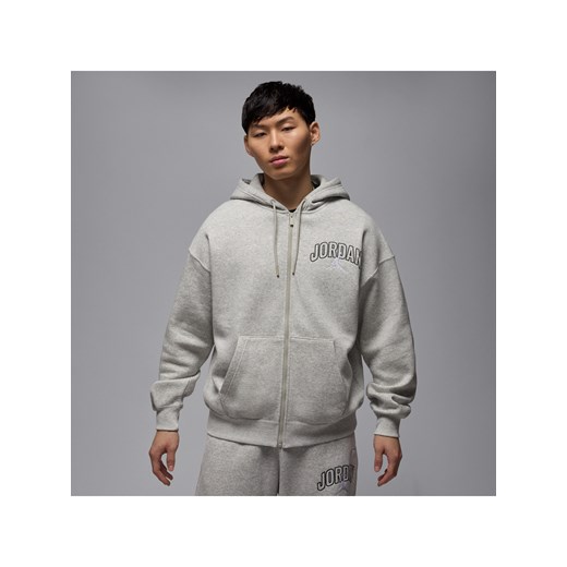 Męska bluza o kroju oversize z kapturem i zamkiem na całej długości Jordan Brooklyn Fleece - Szary ze sklepu Nike poland w kategorii Bluzy męskie - zdjęcie 179309047
