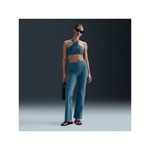 Damskie wywijane spodnie z wysokim stanem Dri-FIT Nike One - Niebieski ze sklepu Nike poland w kategorii Spodnie damskie - zdjęcie 179309055
