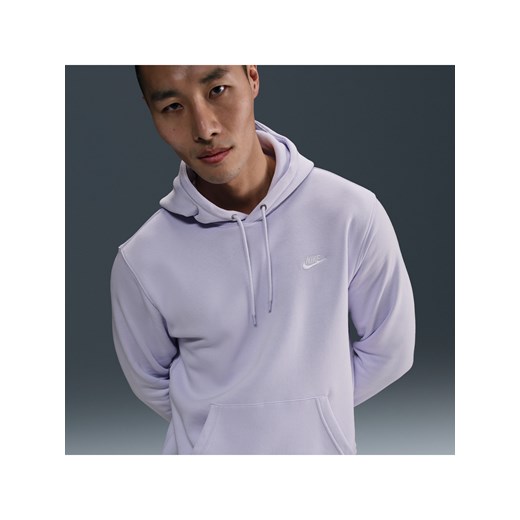 Męska dzianinowa bluza z kapturem Nike Club - Fiolet ze sklepu Nike poland w kategorii Bluzy męskie - zdjęcie 179309096