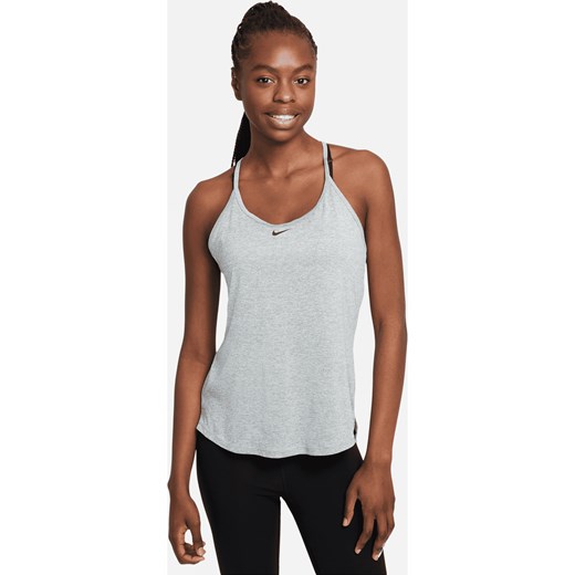 Damska koszulka bez rękawów o standardowym kroju Nike Dri-FIT One Elastika - Szary ze sklepu Nike poland w kategorii Bluzki damskie - zdjęcie 179309195