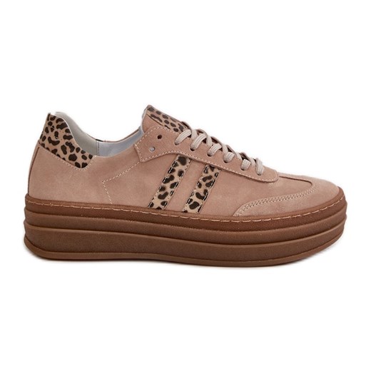 Zazoo N1068S4 Damskie Zamszowe Sneakersy Na Platformie Panterka Różowe ze sklepu ButyModne.pl w kategorii Buty sportowe damskie - zdjęcie 179312469