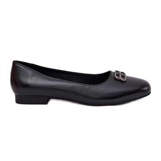 Eleganckie Baleriny Damskie Z Ozdobą Vinceza 62206 Czarne ze sklepu ButyModne.pl w kategorii Balerinki - zdjęcie 179312576
