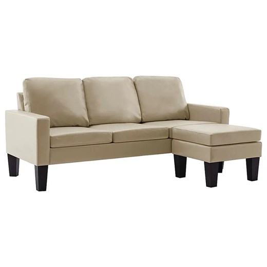 3-osobowa sofa z ekoskóry z podnóżkiem cappuccino - Lencor 4Q ze sklepu Edinos.pl w kategorii Sofy i kanapy - zdjęcie 179314399