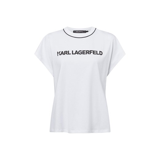KARL LAGERFELD Koszulka damska z logo Kobiety Bawełna biały jednolity ze sklepu vangraaf w kategorii Bluzki damskie - zdjęcie 179315506