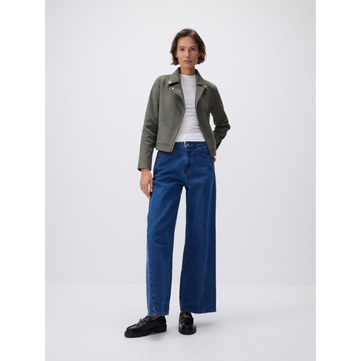 Reserved - Ramoneska z imitacji zamszu - zielony ze sklepu Reserved w kategorii Kurtki damskie - zdjęcie 179315619