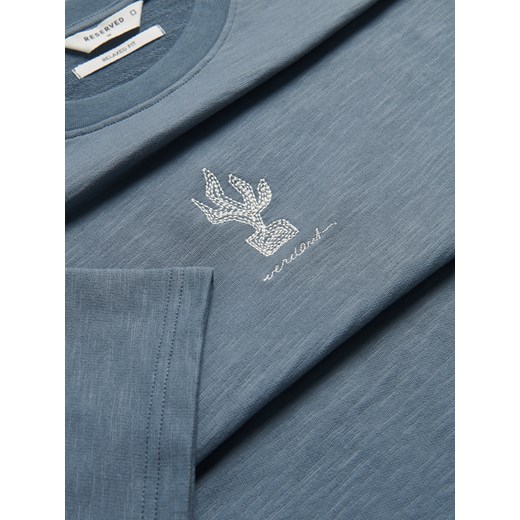 T-shirt męski Reserved na wiosnę niebieski casual 