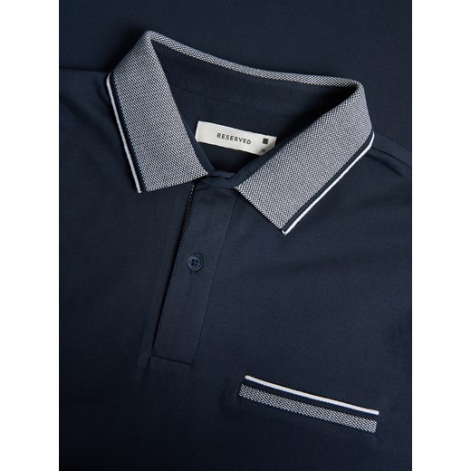 T-shirt męski granatowy Reserved z krótkim rękawem 