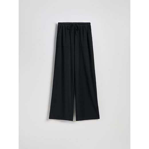 Reserved - Szerokie spodnie z wiązaniem - czarny Reserved S Reserved