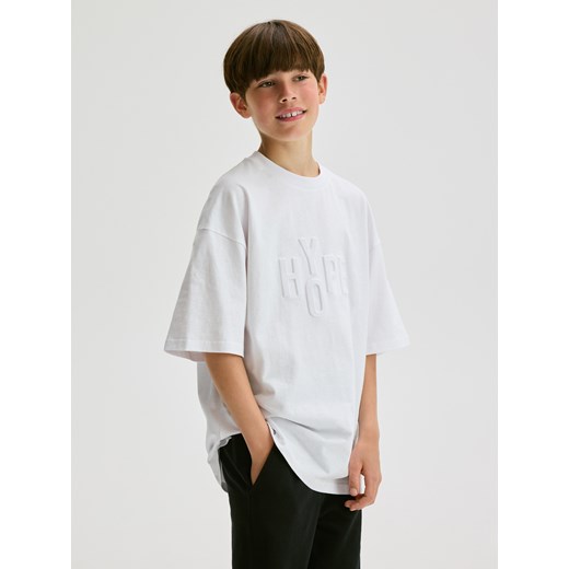Reserved - T-shirt z aplikacją - złamana biel Reserved 158/164 (12-13 lat) Reserved