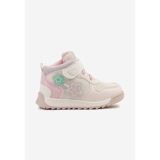 Różowe Buty Sportowe ze Skórzaną Wkładką Zapinane na Rzep Kolilia ze sklepu born2be.pl w kategorii Buty zimowe dziecięce - zdjęcie 179317018