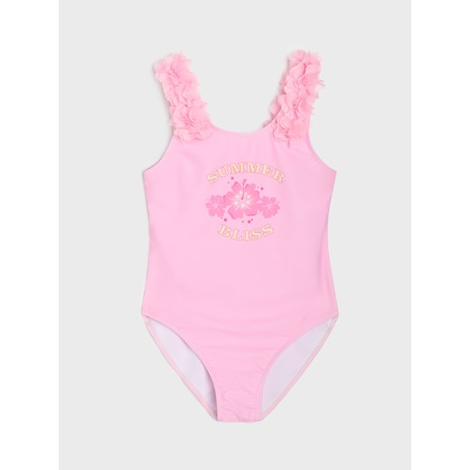 Sinsay - Kostium kąpielowy z tiulowymi kwiatami - różowy Sinsay 86/92 Sinsay