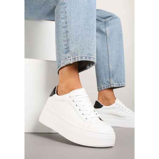 Biało-Czarne Basicowe Sneakersy na Platformie Milio ze sklepu renee.pl w kategorii Buty sportowe damskie - zdjęcie 179321849