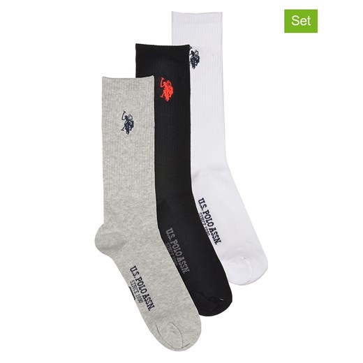 U.S. Polo Assn. Skarpety (3 pary) w kolorze białym, czarnym i szarym ze sklepu Limango Polska w kategorii Skarpetki męskie - zdjęcie 179322638
