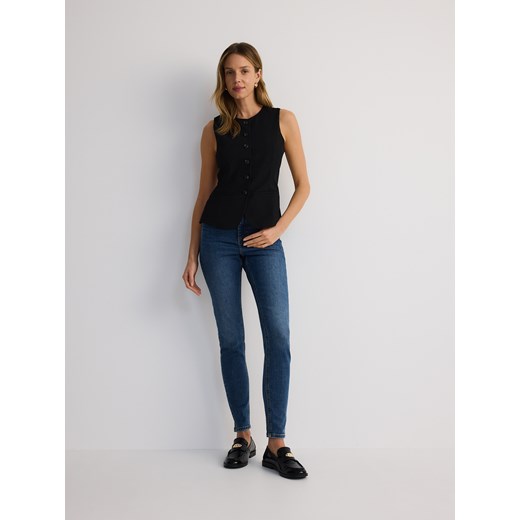 Reserved - Jeansy push up slim long leg - granatowy Reserved 38 Reserved