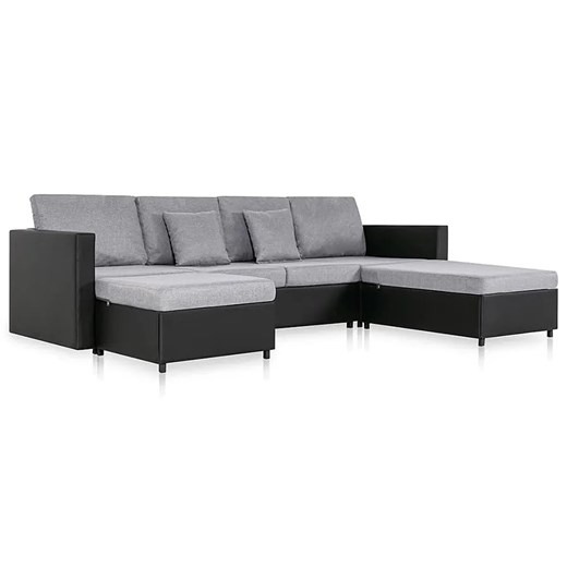 4-osobowa rozkładana czarna sofa z jasnoszarymi poduszkami - Umika 4Q ze sklepu Edinos.pl w kategorii Sofy i kanapy - zdjęcie 179324997