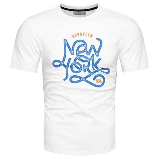 T-shirt męski biały z printem 100% bawełna Recea ze sklepu Recea.pl w kategorii T-shirty męskie - zdjęcie 179325998