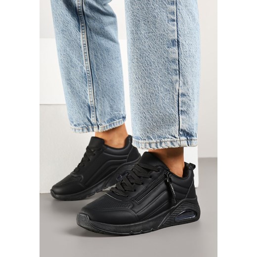 Czarne Sneakersy z Ozdobnym Suwakiem i Tłoczeniem Tosinelle ze sklepu born2be.pl w kategorii Buty sportowe damskie - zdjęcie 179326028