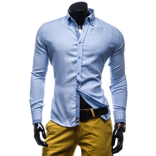 Koszula męska BLACK ROCK 2119 błękitna - BŁĘKITNY denley-pl niebieski Koszule z długim rękawem męskie