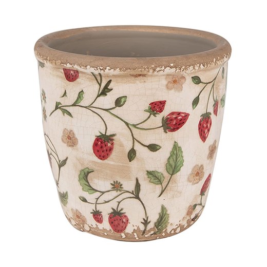 Clayre &amp; Eef Doniczka w kolorze beżowo-czerwonym - wys. 13 x Ø 13 cm ze sklepu Limango Polska w kategorii Doniczki i osłonki - zdjęcie 179329567