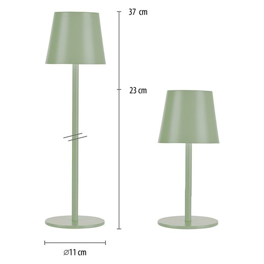 Just Light Lampa stołowa LED &quot;Euria&quot; w kolorze zielonym - wys. 37 x Ø Just Light onesize okazyjna cena Limango Polska