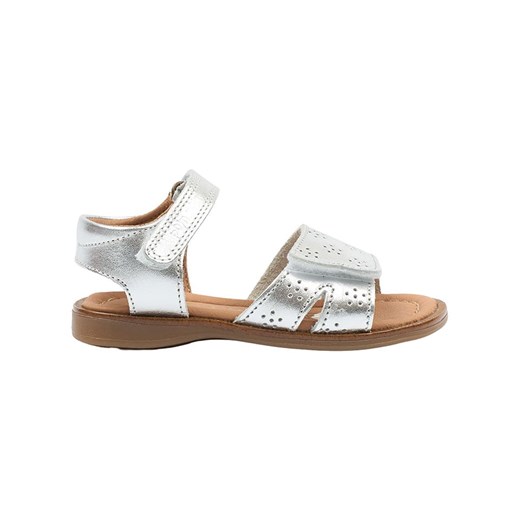 Sandały dziecięce srebrne Pom Pom na rzepy 