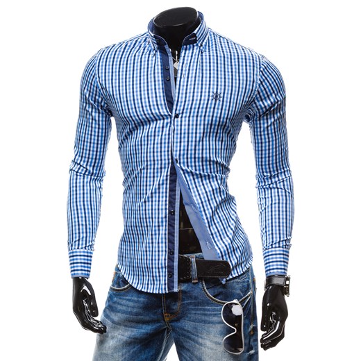 Koszula męska BY MIRZAD 4712 błękitna - BŁĘKITNY denley-pl niebieski Koszule z długim rękawem męskie