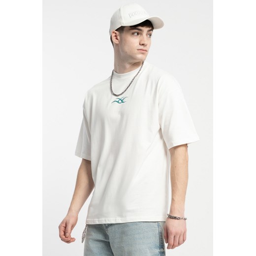 Kremowy t-shirt w stylu collage z grafiką z tyłu, kolor - kremowy, rozmiar - 146 ze sklepu REPORTER w kategorii T-shirty chłopięce - zdjęcie 179330969