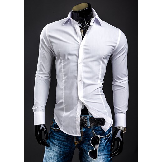 Koszula męska elegancka z długim rękawem biała Bolf 1703A