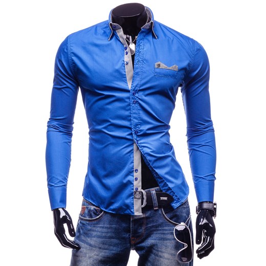 Koszula męska BY MIRZAD 4785 kobaltowa - KOBALTOWY denley-pl niebieski jesień