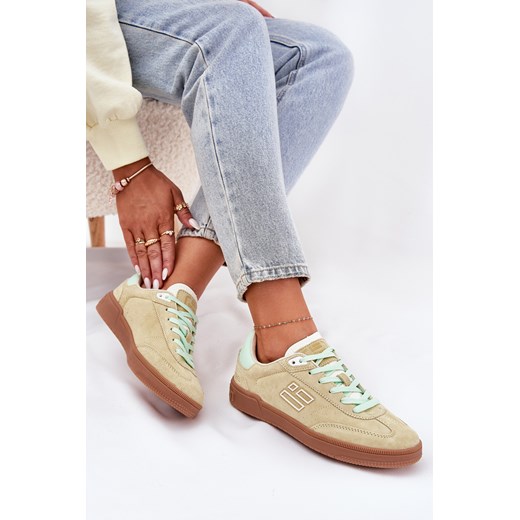 Sneakersy Buty Sportowe Damskie Zamszowe Limonkowe D.Franklin DFSH387005 ze sklepu ZAZOO w kategorii Buty sportowe damskie - zdjęcie 179332106