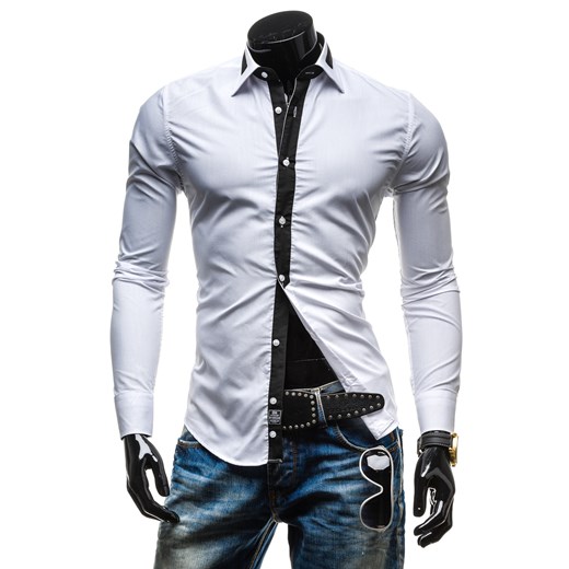 Koszula męska BY MIRZAD 4782 biała - BIAŁY denley-pl fioletowy Koszule z długim rękawem męskie