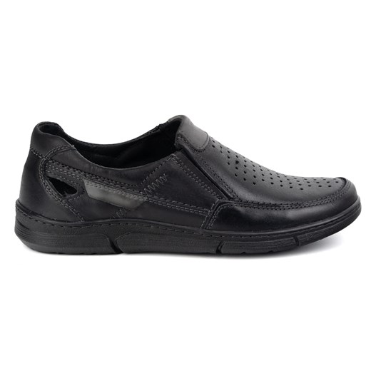 Olivier Buty Mokasyny męskie skórzane na lato 602 czarne ze sklepu ButyModne.pl w kategorii Mokasyny męskie - zdjęcie 179333659