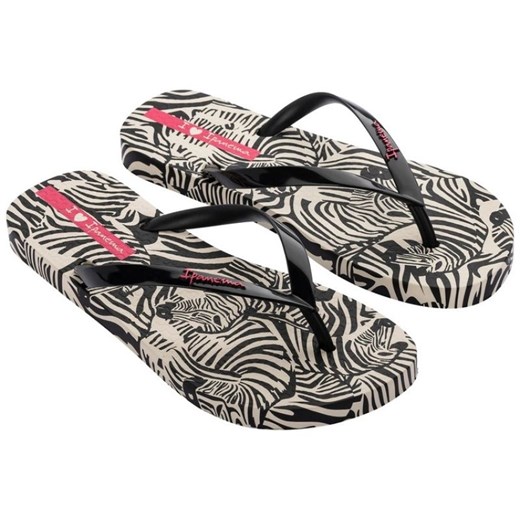Japonki Ipanema Animal 83617 AY386 czarna zebra czarne ze sklepu ButyModne.pl w kategorii Klapki damskie - zdjęcie 179333746