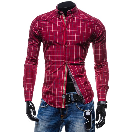 Koszula męska MIRZAD 5714 bordowa - BORDOWY denley-pl czerwony Koszule z długim rękawem męskie