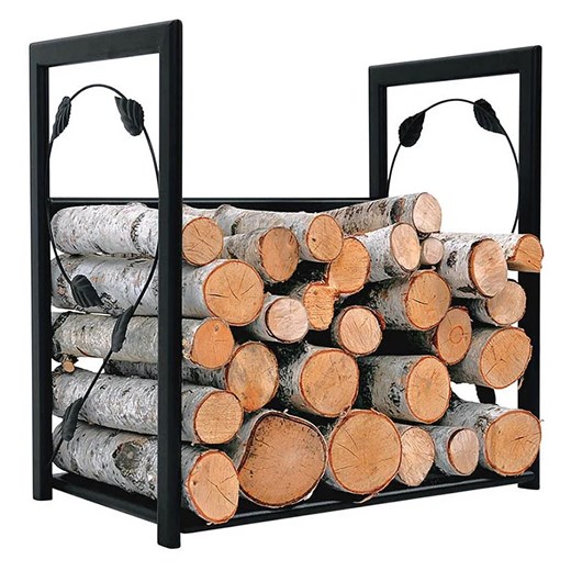 Czarny metalowy stojak na drewno kominkowe Birma 6X Elior One Size Edinos.pl