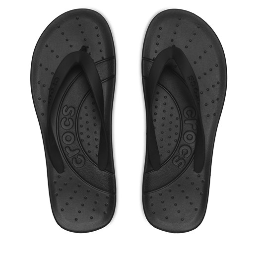 Klapki damskie czarne Crocs casualowe na płaskiej podeszwie