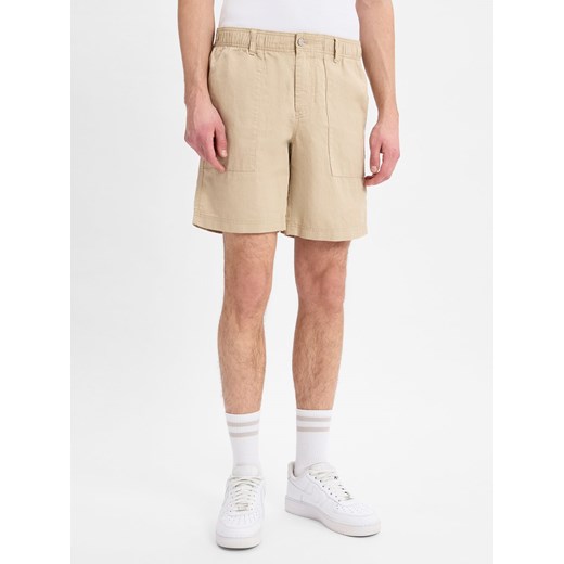 Calvin Klein Jeans Męskie szorty z zawartością lnu Mężczyźni Bawełna beżowy jednolity ze sklepu vangraaf w kategorii Spodenki męskie - zdjęcie 179335268
