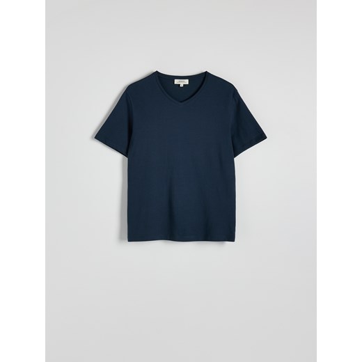 Reserved - T-shirt slim z dekoltem V - granatowy ze sklepu Reserved w kategorii T-shirty męskie - zdjęcie 179337009