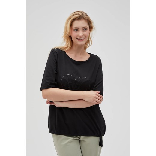 T-shirt z ozdobną aplikacją czarny ze sklepu Moodo.pl w kategorii Bluzki damskie - zdjęcie 179338156