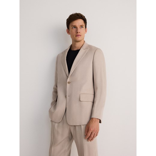 Reserved - Marynarka slim fit z lyocellem - beżowy - id: 334BK-08X - marki Reserved - 179338567 Reserved - Marynarka slim fit z lyocellem - beżowy ze sklepu Reserved w kategorii Marynarki męskie - zdjęcie 179338567