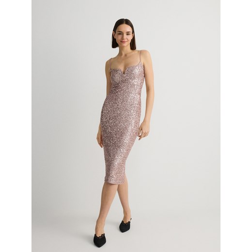 Sukienka Reserved w cekiny na ramiączkach 