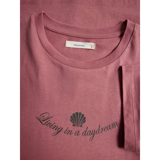 Bluzka damska Reserved młodzieżowa z napisami z krótkim rękawem wiosenna 